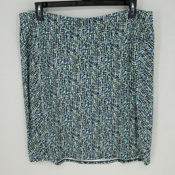 J Jill Wearever Skirt Womens XL Black Blue Yellow Stretch Knit Elastic Waist - Picture 1 of 9